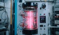 Futuristic quantum computing system with glowing circuits