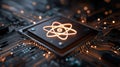 Futuristic Quantum CPU Processor with Glowing Atomic Energy Core Royalty Free Stock Photo