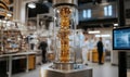 Futuristic quantum laboratory with glowing components