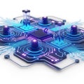 Futuristic Quantum Processor Chip with Glowing Circuitry and Connections Royalty Free Stock Photo