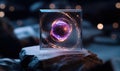 Futuristic quantum system core with glowing circuits