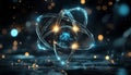 Futuristic Quantum World Abstraction Symbolic Atom and Particle Model with Energy Source Background Royalty Free Stock Photo