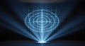 Futuristic Radar Screen Projection with Glowing Light Beams and Particles Royalty Free Stock Photo