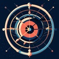 Futuristic radar screen. Vector illustration in a flat style. Generative AI