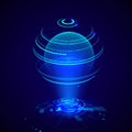 Futuristic radiolocator hologram. HUD control or information panel. Sci fi network screen. Vector Royalty Free Stock Photo