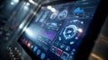 Futuristic reactor interface panel showing real time data visualization Royalty Free Stock Photo