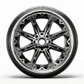 Futuristic Realism: Chicano-inspired Tractor Wheel Design On White Background