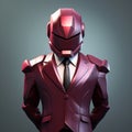 Futuristic Realism: Red 3d Model Of A Superhero In A Maroon Suit