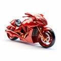 Futuristic Realism: Red Motorcycle On White Background
