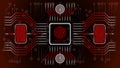 Futuristic red abstract background. Rejected. Biometric control and personality confirmation. Scheme of control of fingerprints.