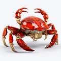 Futuristic Red Crab 3d Model With Golden Ring - Detailed Character Illustration