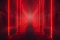 Futuristic Red Neon Hallway - Sci-Fi Vibrance. Concept Futuristic Design, Neon Lights, Sci-Fi