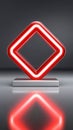 Futuristic Red Neon Shape on Minimalist Gray Background Display Royalty Free Stock Photo