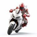 Futuristic Red Person Riding White Bike Dynamic And Action-packed Royalty Free Stock Photo