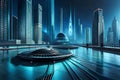 futuristic rendering city megacity cyberpunk scifi 3D illustration