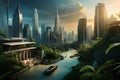 futuristic rendering city megacity cyberpunk scifi 3D illustration