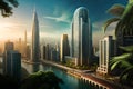 futuristic rendering city megacity cyberpunk scifi 3D illustration