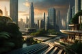 futuristic rendering city megacity cyberpunk scifi 3D illustration