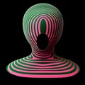 A futuristic rendering of a human face as a concept of stock in a 3D format