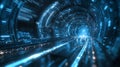 Futuristic Rendering of Lithium Niobate Based Waveguide Tunnel Scene Royalty Free Stock Photo