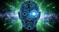 Artificial intelligence and robotics concept with human head Royalty Free Stock Photo