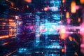 A futuristic representation of augmented reality, featuring glowing cybernetic interfaces,