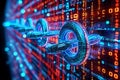 Digital blockchain network with glowing binary code Royalty Free Stock Photo
