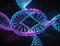 A futuristic representation of a DNA double helix intertwined with glowing digital elements