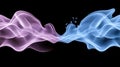 Futuristic representation of glowing waves in blue and purple, enhanced by particle dots against a dark backdrop, ideal