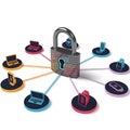 Cyber Safety for Modern Households Shown with Lock and Smart Appliance Icons Royalty Free Stock Photo