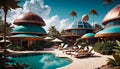 Futuristic Resort on Tropical Planet with Dome Structures