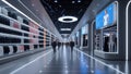 Futuristic retail space showcasing modern design and advanced technology integration Royalty Free Stock Photo
