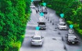 Futuristic road genius for intelligent self driving cars,Artificial Intelligence system,Detecting objects,changing wrong lanes car Royalty Free Stock Photo