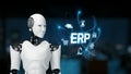 Futuristic Robot with Advanced Artificial Intelligence Representing Enterprise Resource Planning System and Cloud Royalty Free Stock Photo