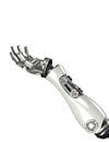 Futuristic robot arm with hand gesture