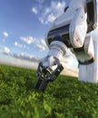 Robot arm farming crops 3d render