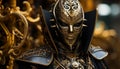 Futuristic robot army, armed forces parade, metallic knight sculpture generated by AI