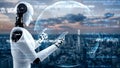 Futuristic robot artificial intelligence huminoid AI programming coding Royalty Free Stock Photo