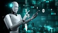 Futuristic robot artificial intelligence huminoid AI programming coding Royalty Free Stock Photo