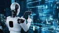 Futuristic robot artificial intelligence huminoid AI programming coding Royalty Free Stock Photo