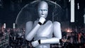 Futuristic robot artificial intelligence huminoid AI programming coding Royalty Free Stock Photo