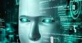 Futuristic robot artificial intelligence huminoid AI programming coding Royalty Free Stock Photo