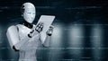 Futuristic robot artificial intelligence huminoid AI programming coding Royalty Free Stock Photo