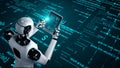 Futuristic robot artificial intelligence huminoid AI programming coding Royalty Free Stock Photo