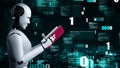 Futuristic robot artificial intelligence huminoid AI programming coding Royalty Free Stock Photo