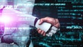 Futuristic robot artificial intelligence huminoid AI programming coding Royalty Free Stock Photo