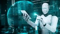Futuristic robot artificial intelligence huminoid AI programming coding Royalty Free Stock Photo