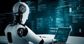 Futuristic robot artificial intelligence huminoid AI programming coding Royalty Free Stock Photo