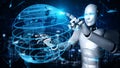 Futuristic robot artificial intelligence huminoid AI transportation analytic Royalty Free Stock Photo