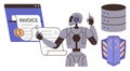 Futuristic Robot Automating Invoice Processing with Data Security and Digital Integration Royalty Free Stock Photo